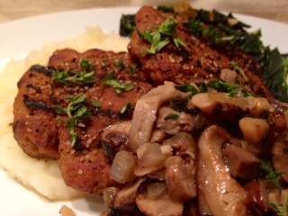 Grilled Seitan with Mushrooms